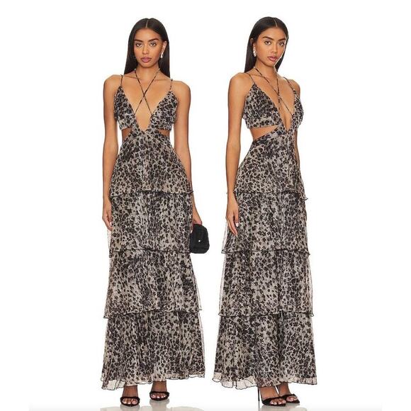 NEW NWT Line + Dot Verona Dress size Animal Print Maxi Small - Picture 1 of 11